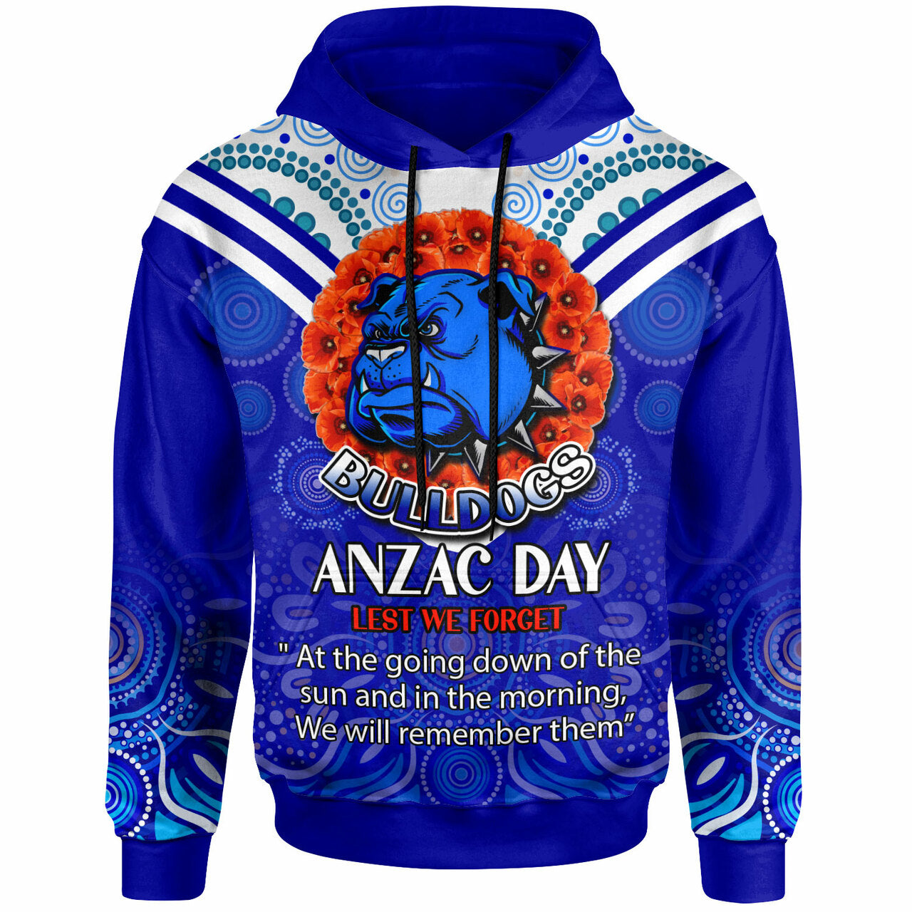 bulldogs-rugby-hoodie-custom-anzac-bulldogs-aboriginal-style-of-dot-hoodie