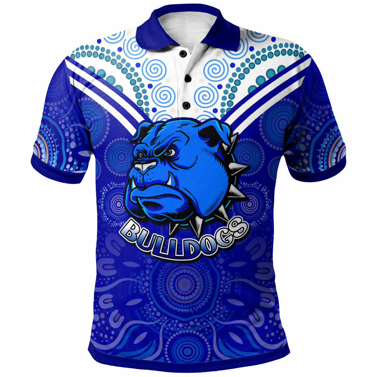 bulldogs-rugby-polo-shirt-custom-bulldogs-aboriginal-style-of-dot-polo-shirt