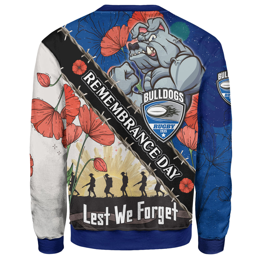 bulldogs-rugby-sweatshirt-custom-bulldogs-rugby-remembrance-day-lest-we-forget-sweatshirt