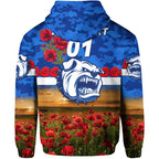 (Custom Personalised) Western Bulldogs ANZAC Zip Up And Pullover Hoodie Poppy Vibes LT8