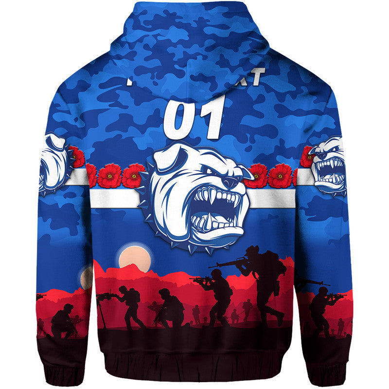 (Custom Personalised) Western Bulldogs ANZAC Zip Up And Pullover Hoodie Simple Style LT8