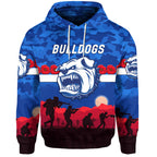(Custom Personalised) Western Bulldogs ANZAC Zip Up And Pullover Hoodie Simple Style LT8