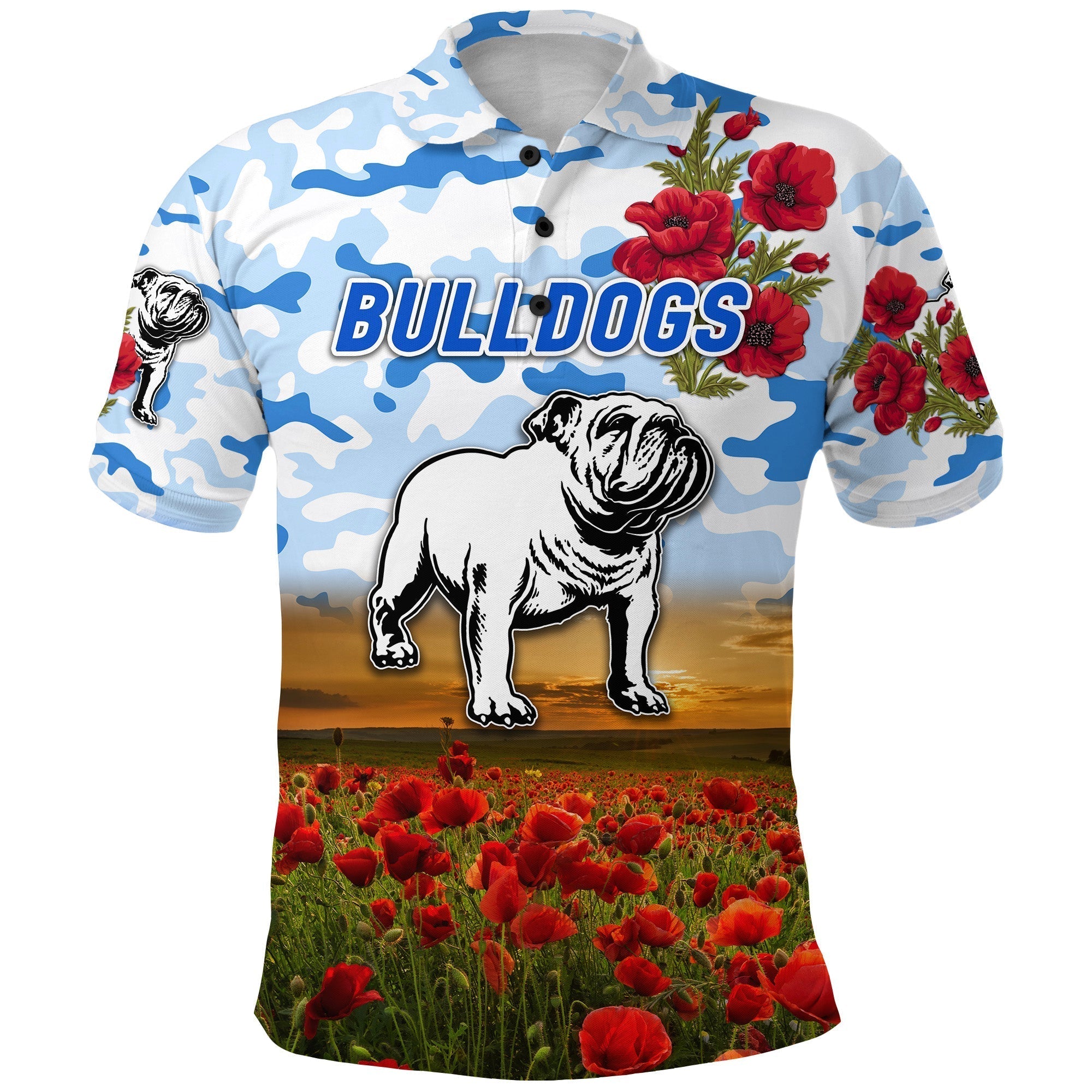 custom-personalised-bulldogs-anzac-polo-shirt-poppy-flowers-vibes-white