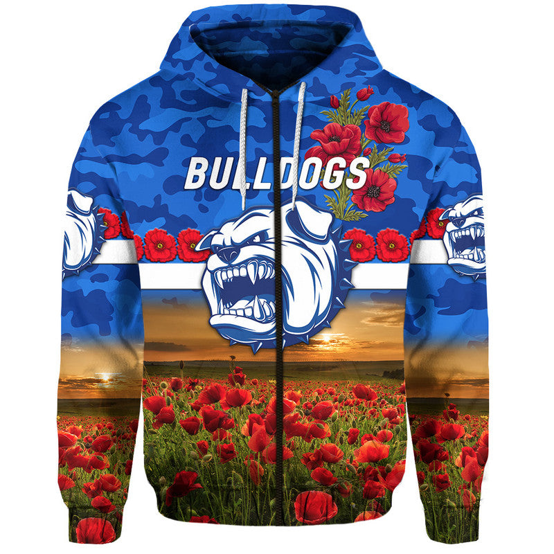 Western Bulldogs ANZAC Zip Up And Pullover Hoodie Poppy Vibes LT8