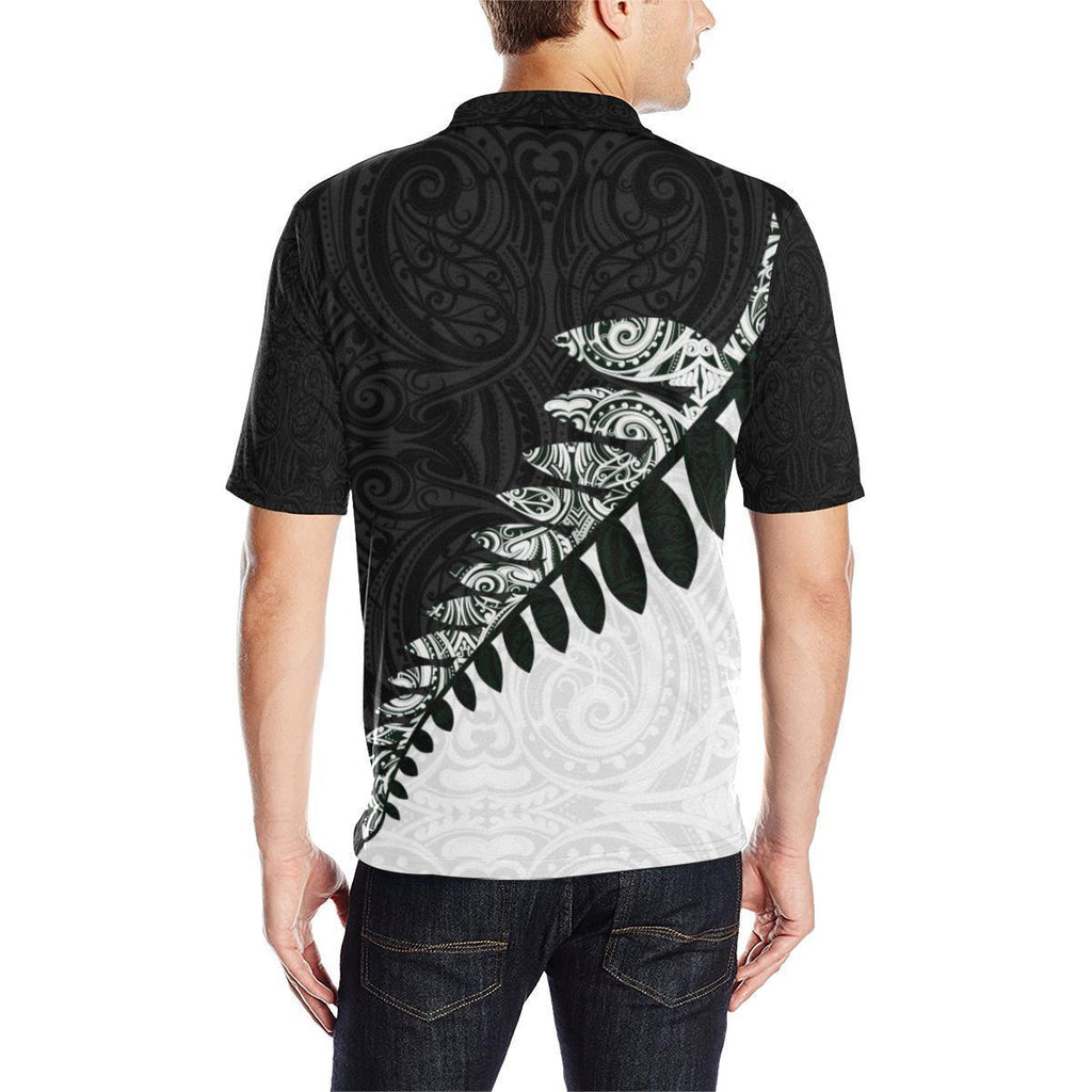 maori-fern-black-and-white-polo-t-shirts