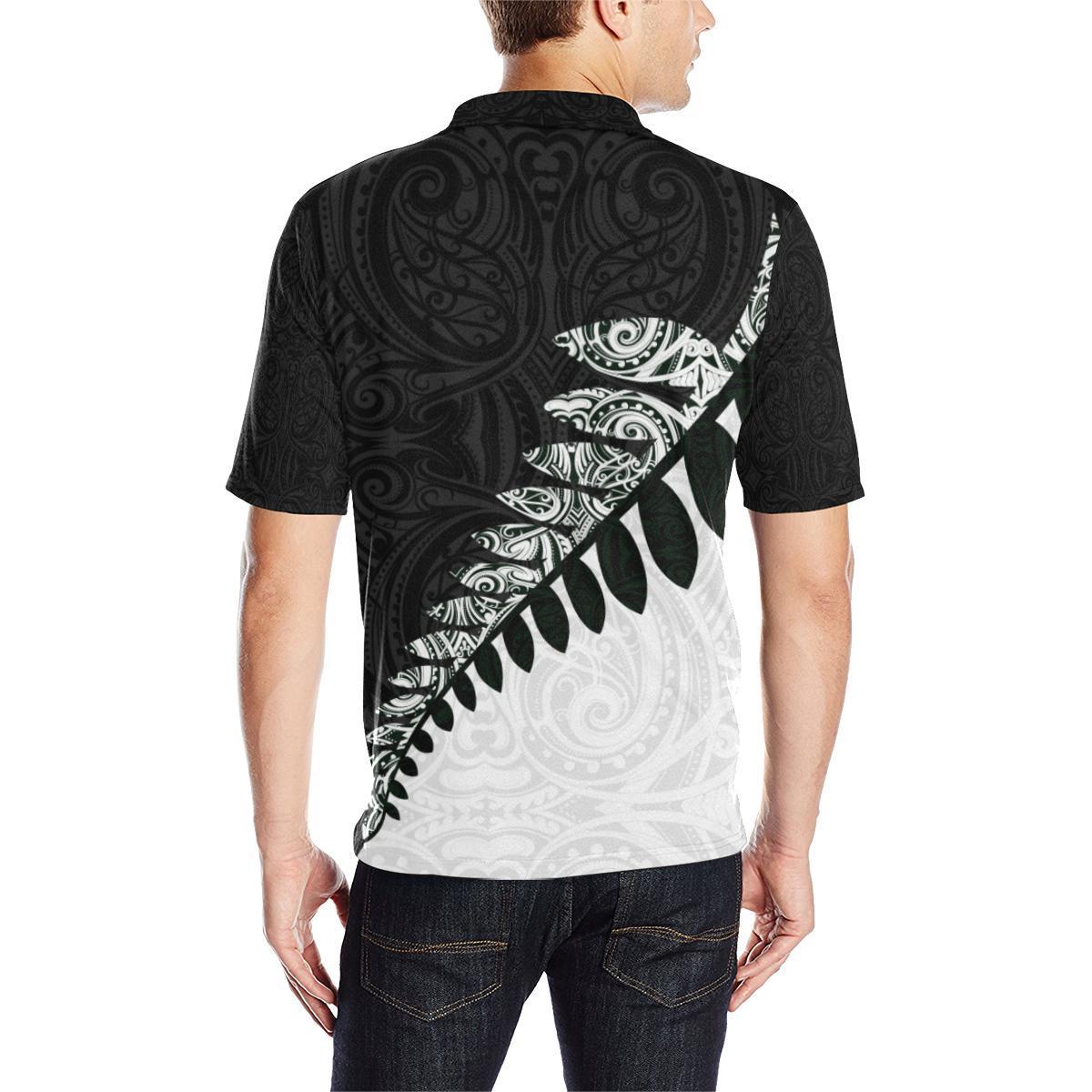 maori-fern-black-and-white-polo-t-shirts