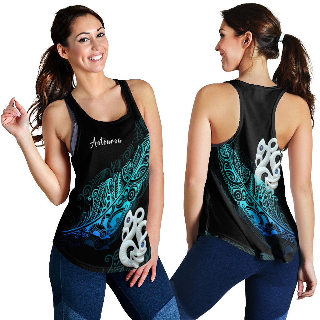 Aotearoa Women Racerback Tank Fern Mix Manaia Matau LT13 - Vibe Hoodie