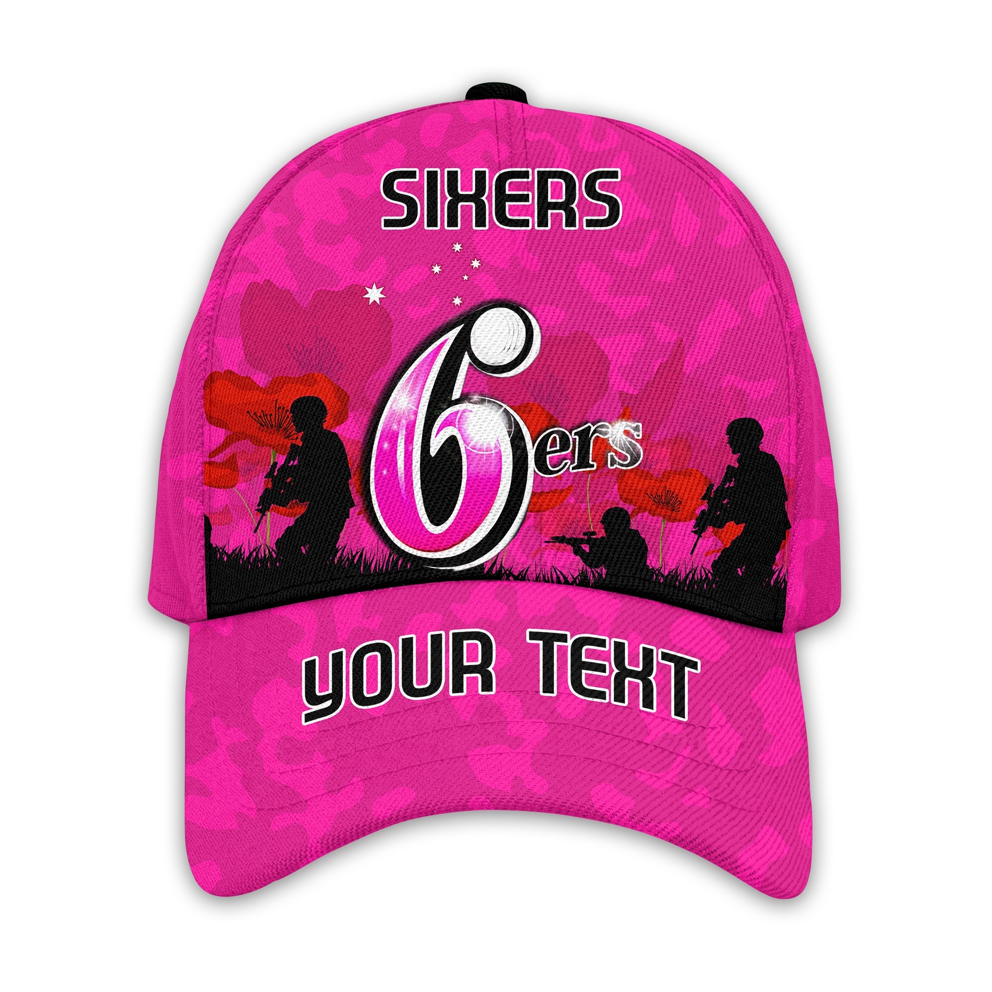 custom-personalised-sydney-sixers-cricket-classic-cap-anzac-day-camouflage-poppy-lest-we-forget