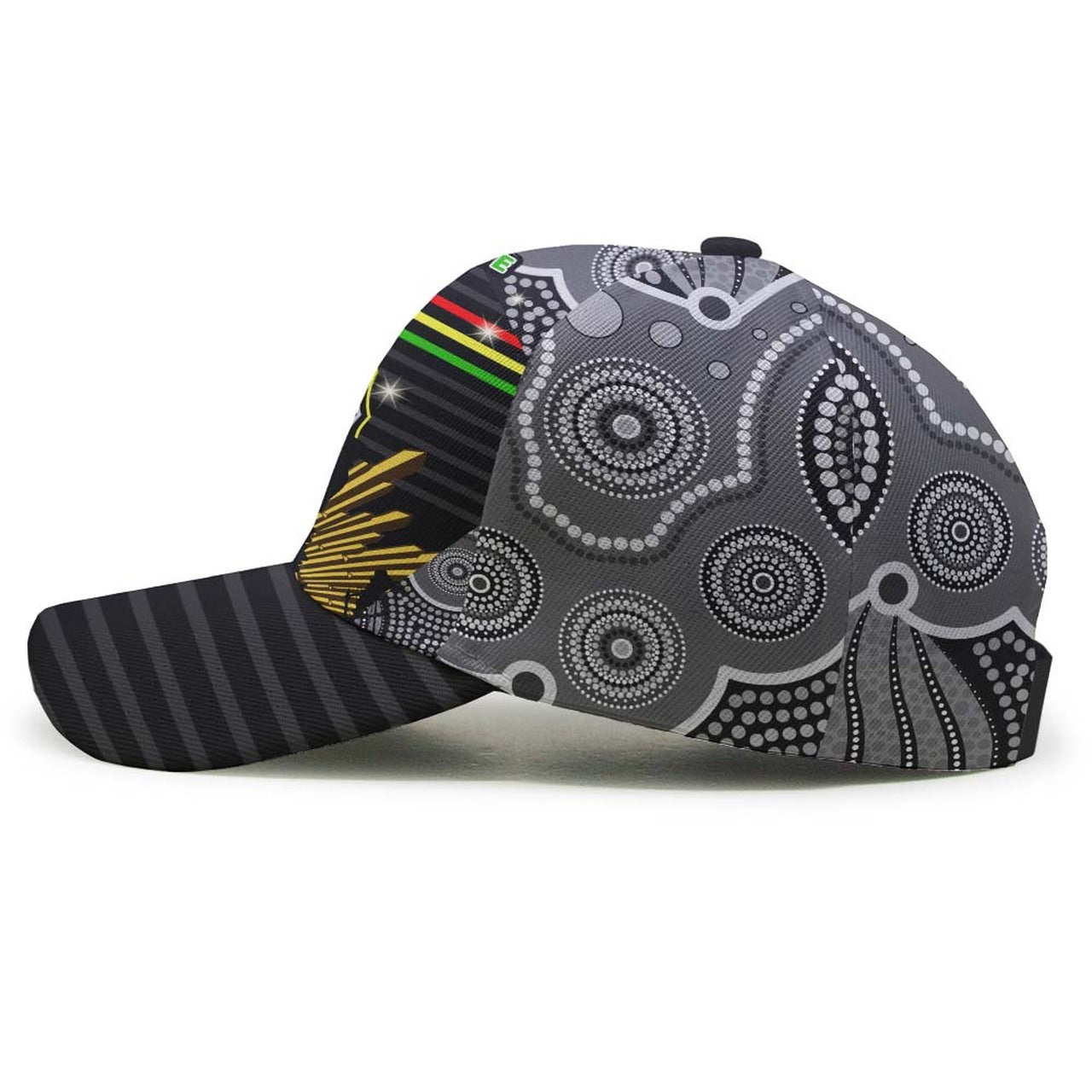 panthers-rugby-anzac-aboriginal-cap-penrith-panthers-with-poppy-flower-art-cap