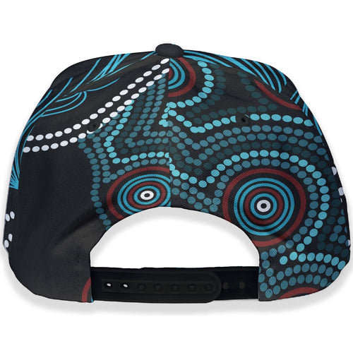 sharks-rugby-cap-impetuous-sharks-with-rugby-ball-and-aboriginal-dot-painting-art