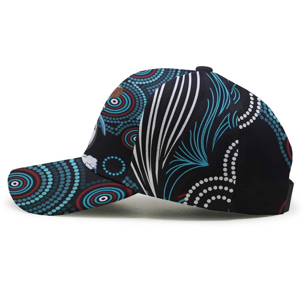 sharks-rugby-cap-impetuous-sharks-with-rugby-ball-and-aboriginal-dot-painting-art
