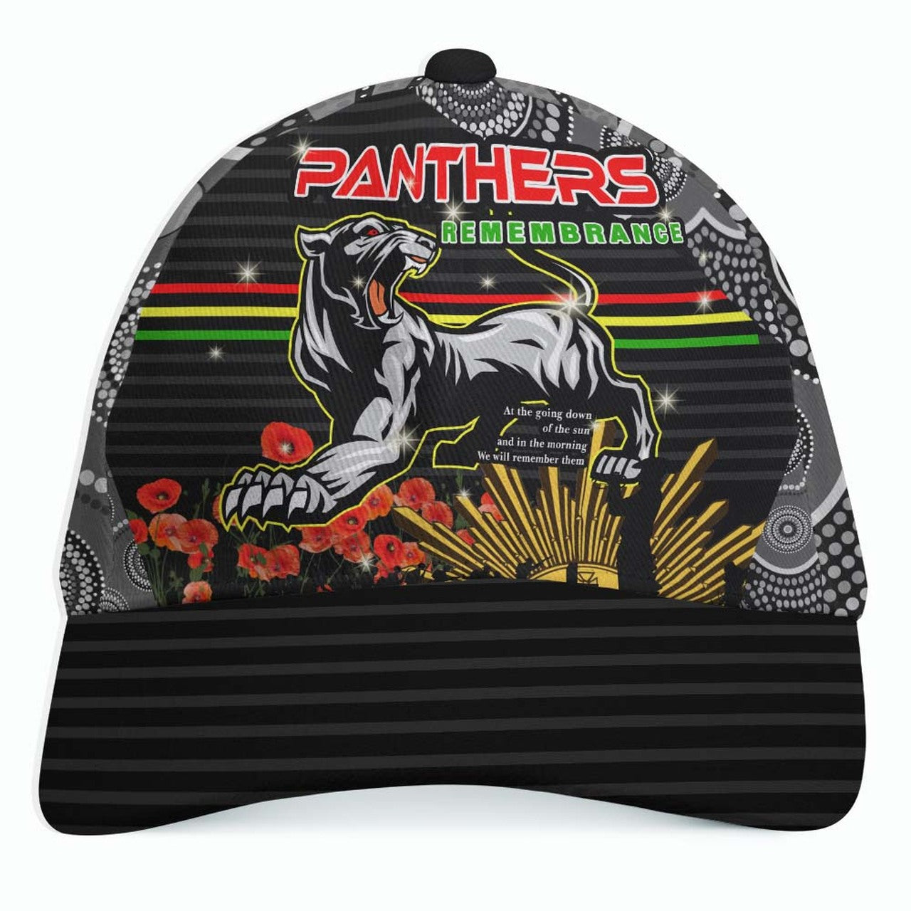 panthers-rugby-anzac-aboriginal-cap-penrith-panthers-with-poppy-flower-art-cap