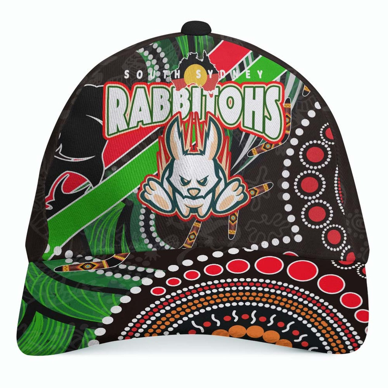 rabbitohs-rugby-anzac-aboriginal-cap-rabbitohs-remembrance-day-with-poppy-flower-cap