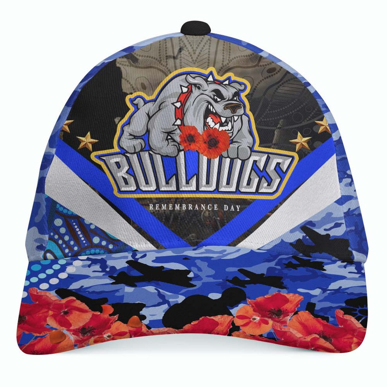 bulldogs-rugby-anzac-aboriginal-cap-poppy-flower-remembrance-day-cap