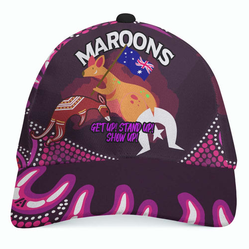 maroon-rugby-cap-naidoc-week-get-up-stand-up-show-up-maroons-kangaroo-with-aboriginal-patterns