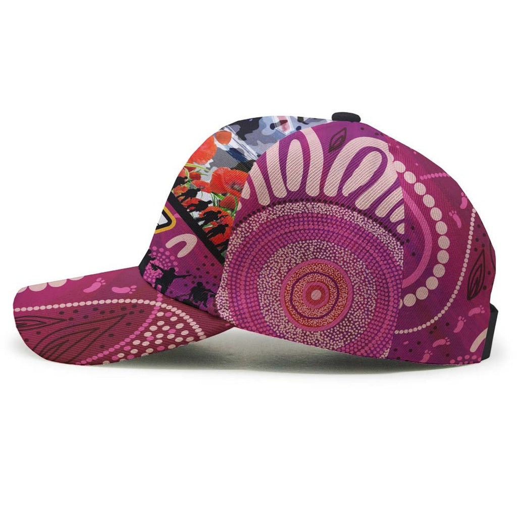 maroons-rugby-anzac-aboriginal-cap-maroons-aboriginal-pattern-with-anzac-day-poppy-flower-cap