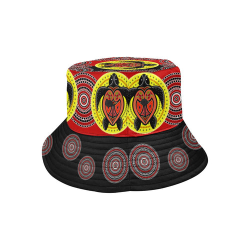 aboriginal-bucket-hat-turtle-footprint-circle-dot-painting