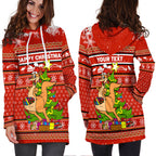 (Custom Personalised) Australia Christmas Kangaroo Aboriginal Pattern Hoodie Dress - LT2
