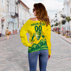 (Custom Personalised) Australia Cricket Aboriginal Pattern Women Off Shoulder Sweater - LT2