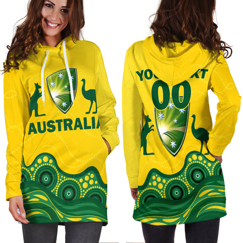 (Custom Personalised) Australia Cricket Aboriginal Pattern Hoodie Dress - LT2