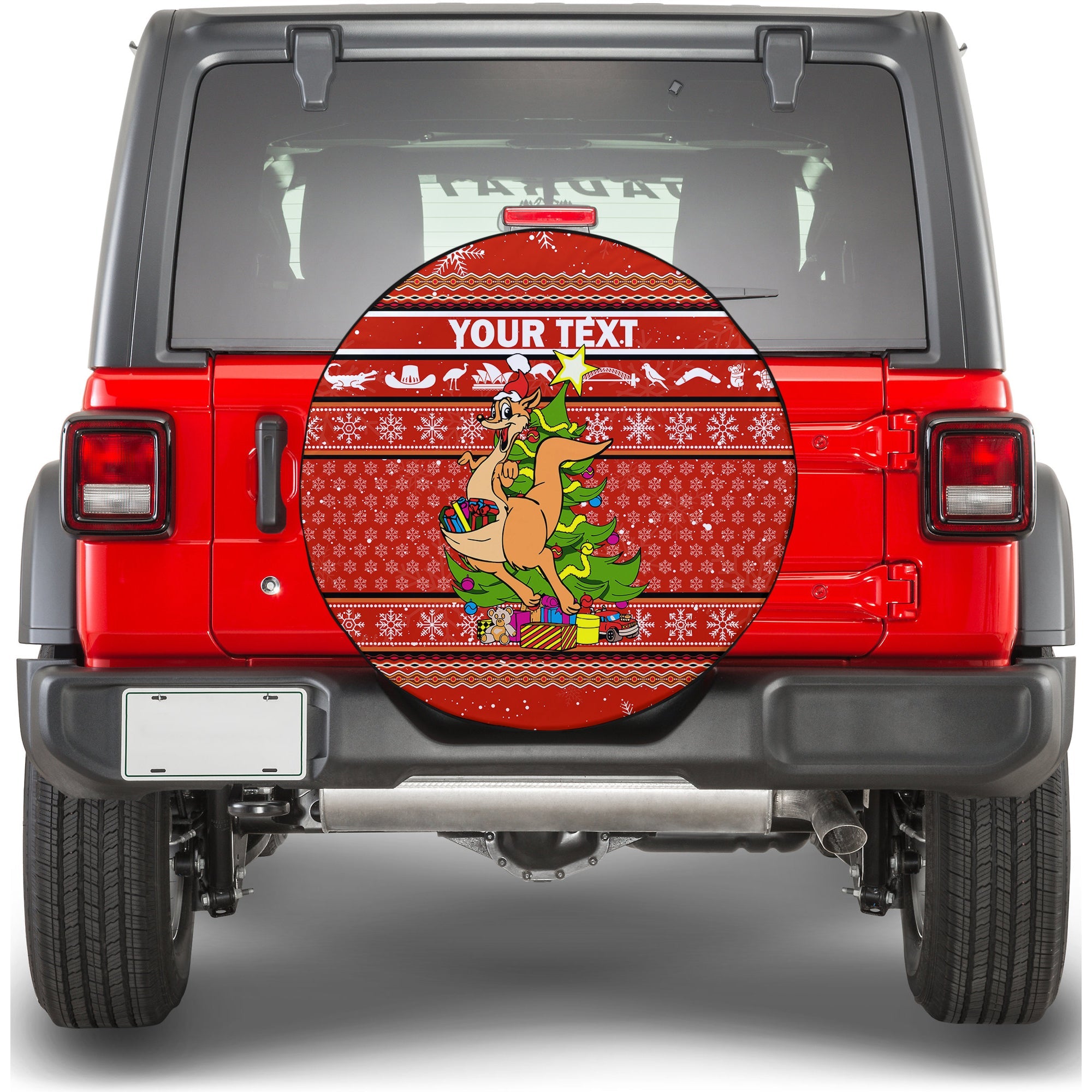 (Custom Personalised) Australia Christmas Kangaroo Aboriginal Pattern Spare Tire Cover - LT2