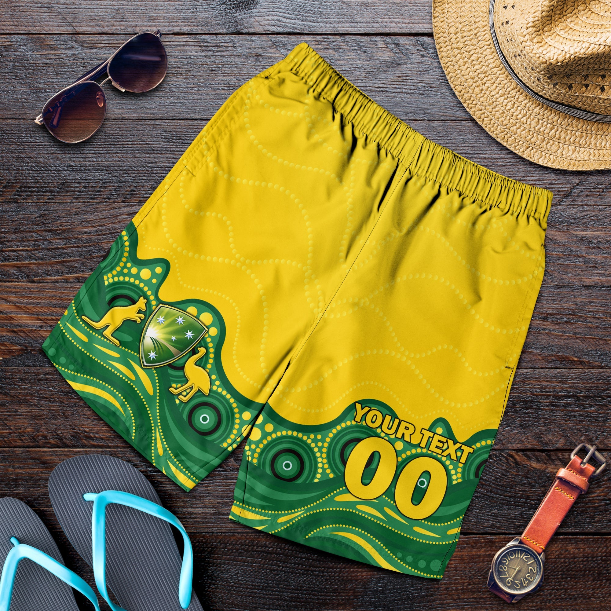 (Custom Peronalised) Australia Cricket Aboriginal Pattern Men Short - LT2