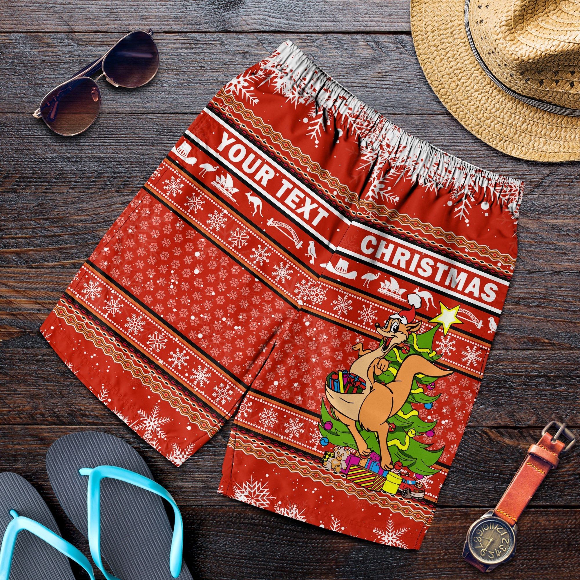 (Custom Peronalised) Australia Christmas Kangaroo Aboriginal Pattern Men Short - LT2