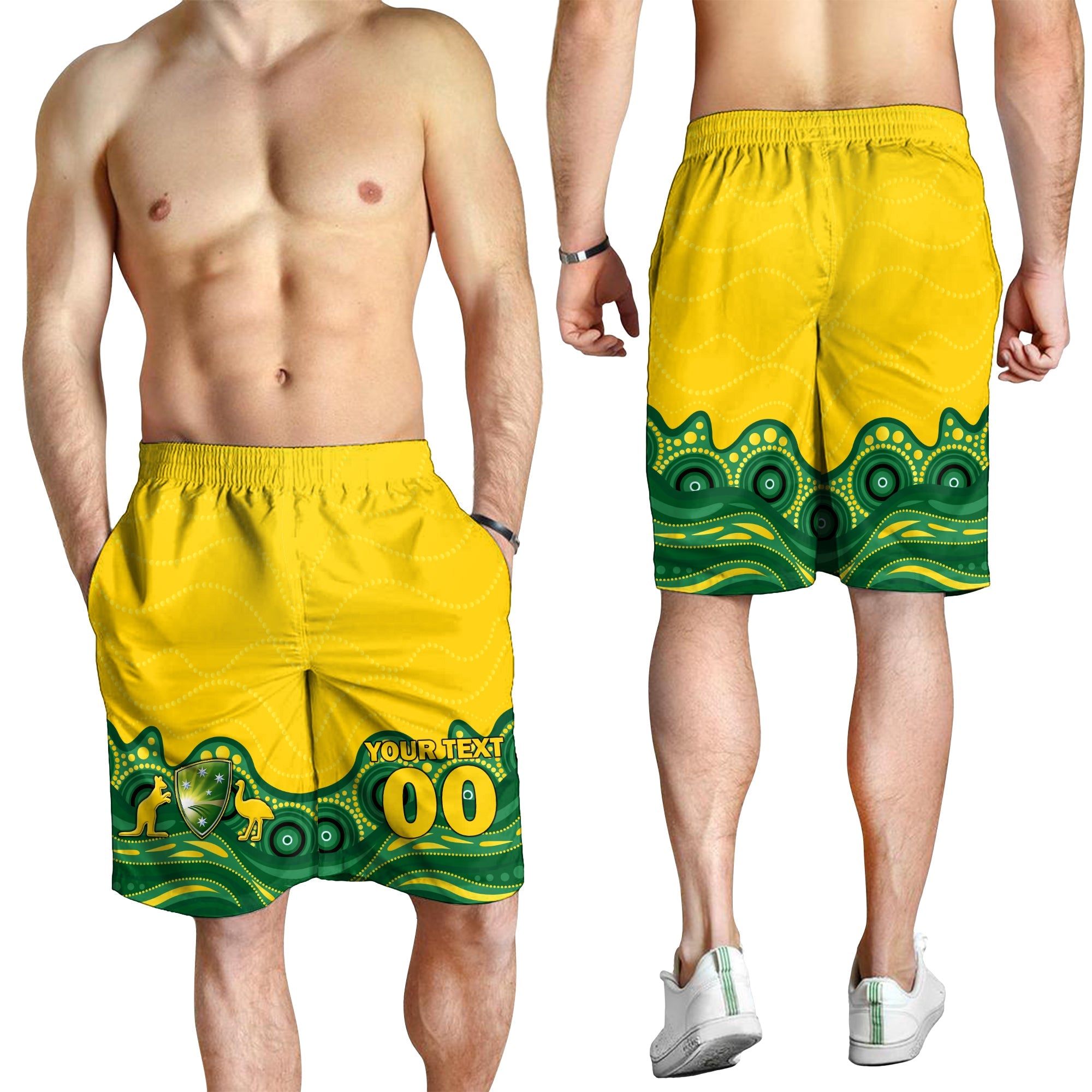 (Custom Peronalised) Australia Cricket Aboriginal Pattern Men Short - LT2