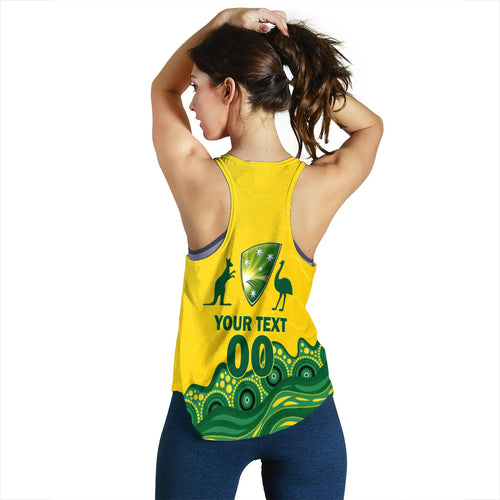 (Custom Personalised) Australia Cricket Aboriginal Pattern Women Tank Top - LT2