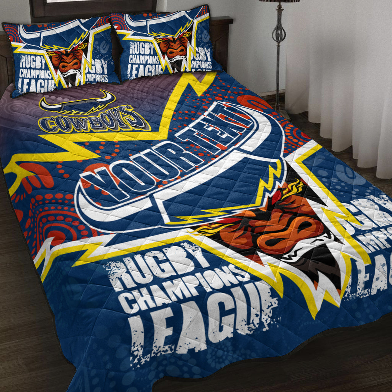 cowboys-aboriginal-rugby-custom-quilt-bed-set-super-queensland-cowboys