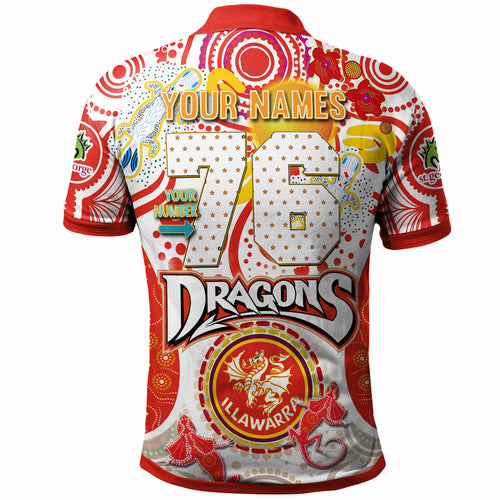 st-george-rugby-polo-shirt-custom-st-george-illawarra-dragons-mascot-with-aboriginal-art-personalised-player-and-number-polo-shirt