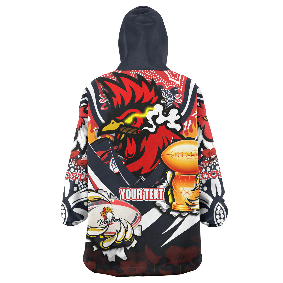 roosters-premierships-rugby-snug-hoodie-custom-go-roosters-super-champion-claw-scratch-aboriginal-culture-oodie-blanket