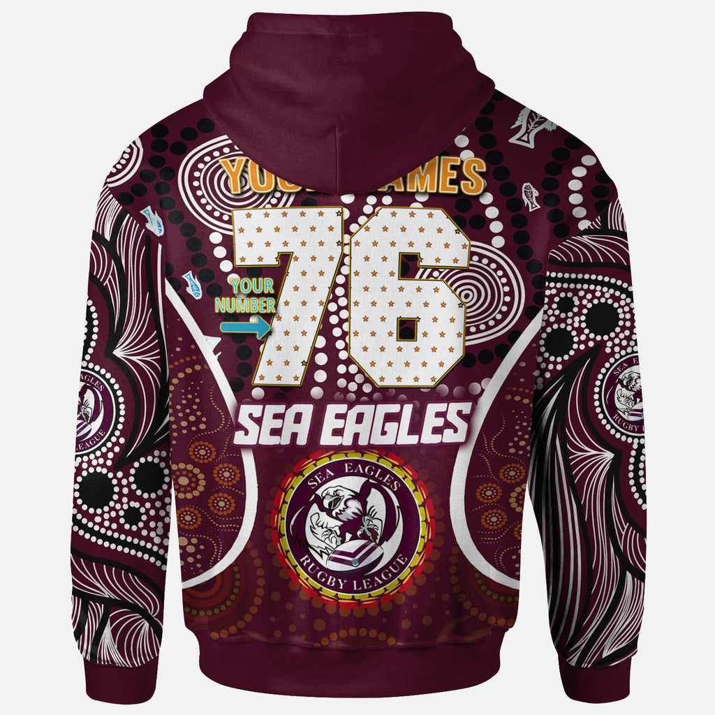 sea-eagles-rugby-hoodie-custom-manly-sea-eagles-mascot-with-aboriginal-art-personalised-player-and-number-hoodie