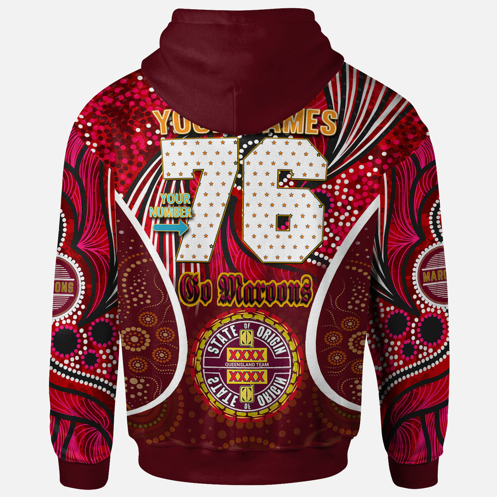 queensland-rugby-league-team-hoodie-custom-qld-maroons-cane-toads-with-aboriginal-art-personalised-player-and-number-hoodie