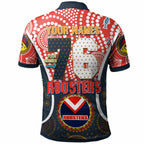 roosters-rugby-polo-shirt-custom-sydney-roosters-champion-mascot-with-aboriginal-art-personalised-player-and-number-polo-shirt