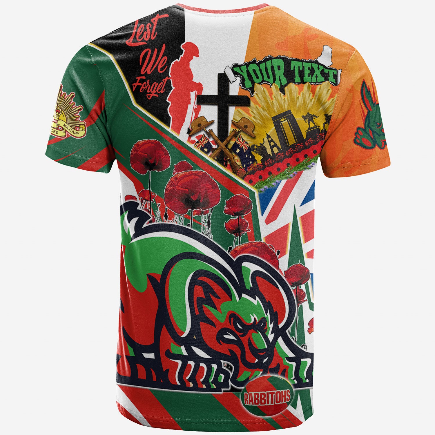 rabbitohs-rugby-t-shirt-custom-remembrance-rabbitohs-anzac-quote-with-poppy-and-rosemary-t-shirt