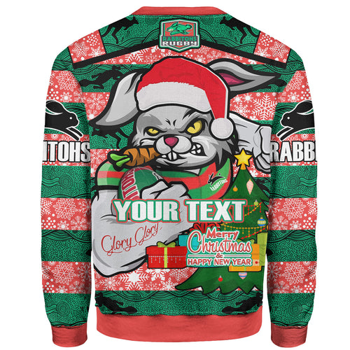 rabbitohs-christmas-rugby-sweatshirt-merry-christmas-super-rabbitohs-with-rugby-ball-and-aboriginal-patterns-custom-sweatshirt
