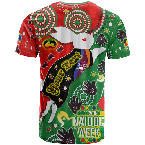 rabbitohs-rugby-naidoc-week-custom-watercolour-dot-painting-t-shirt-rabbitohs-getting-up-standing-up-showing-up