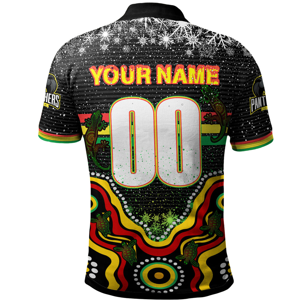 panthers-rugby-christmas-polo-shirt-custom-christmas-indigenous-penrith-panthers-personalised-name-and-number-polo-shirt