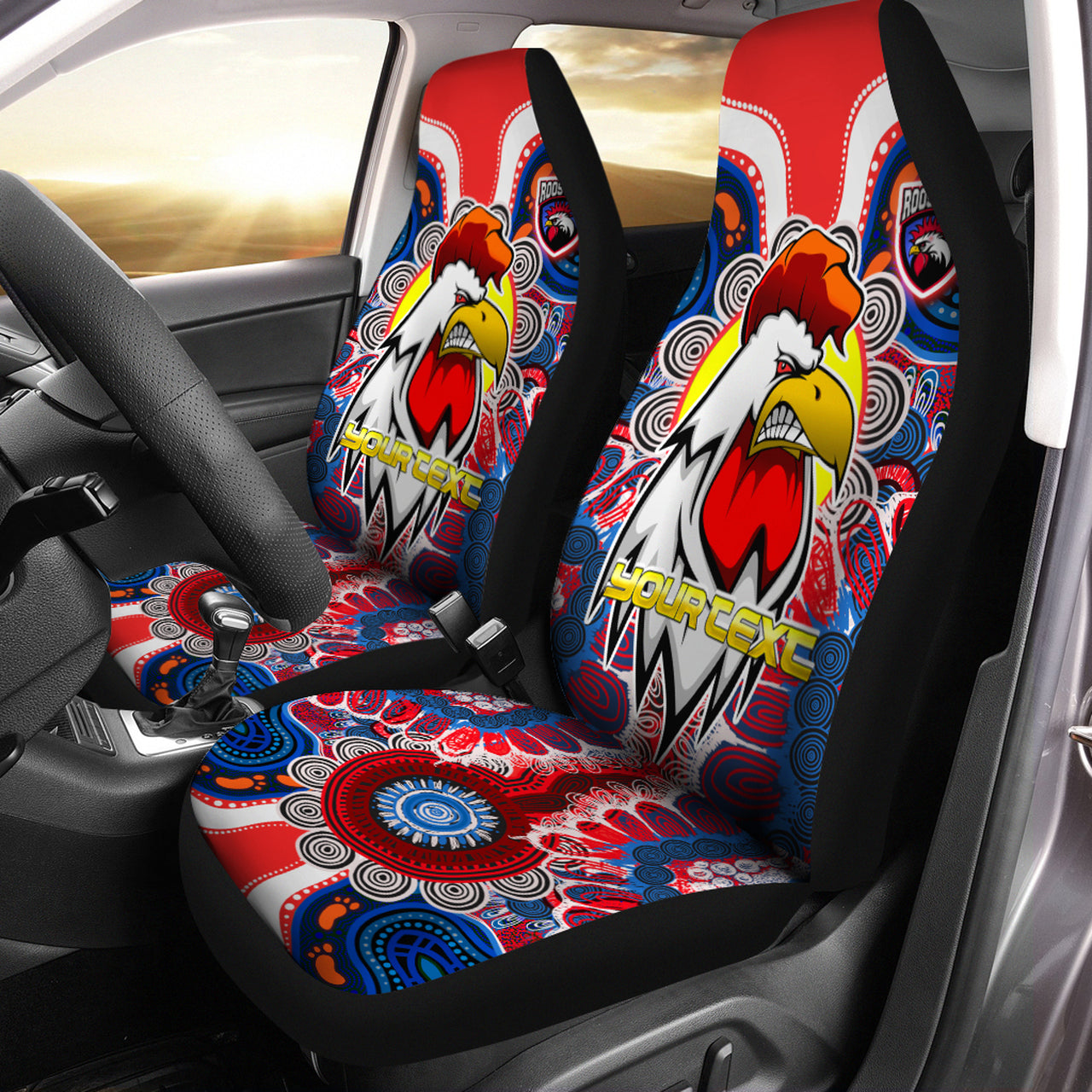 roosters-indigenous-rugby-custom-car-seat-cover-protection-under-the-sun