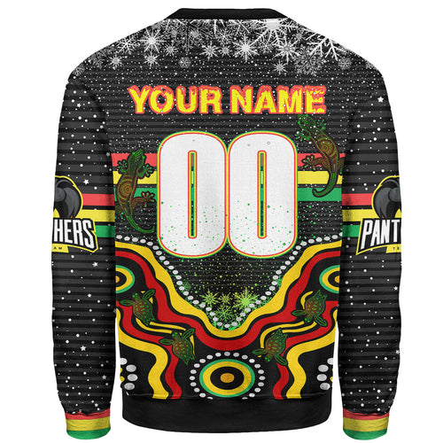panthers-rugby-christmas-sweatshirt-custom-christmas-indigenous-penrith-panthers-personalised-name-and-number-sweatshirt