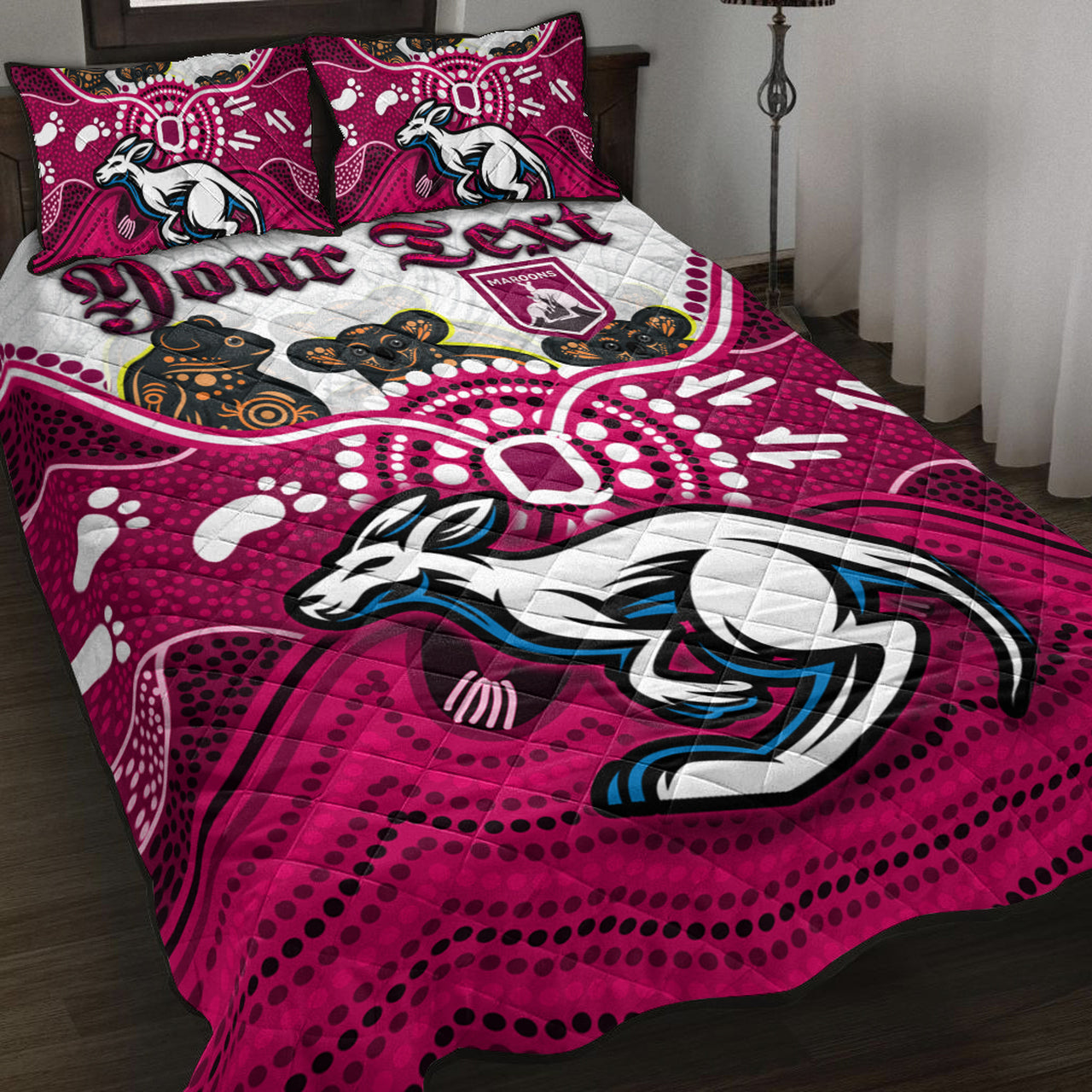 maroons-rugby-aboriginal-custom-quilt-bed-set-the-cane-toads-with-indigenous-koala