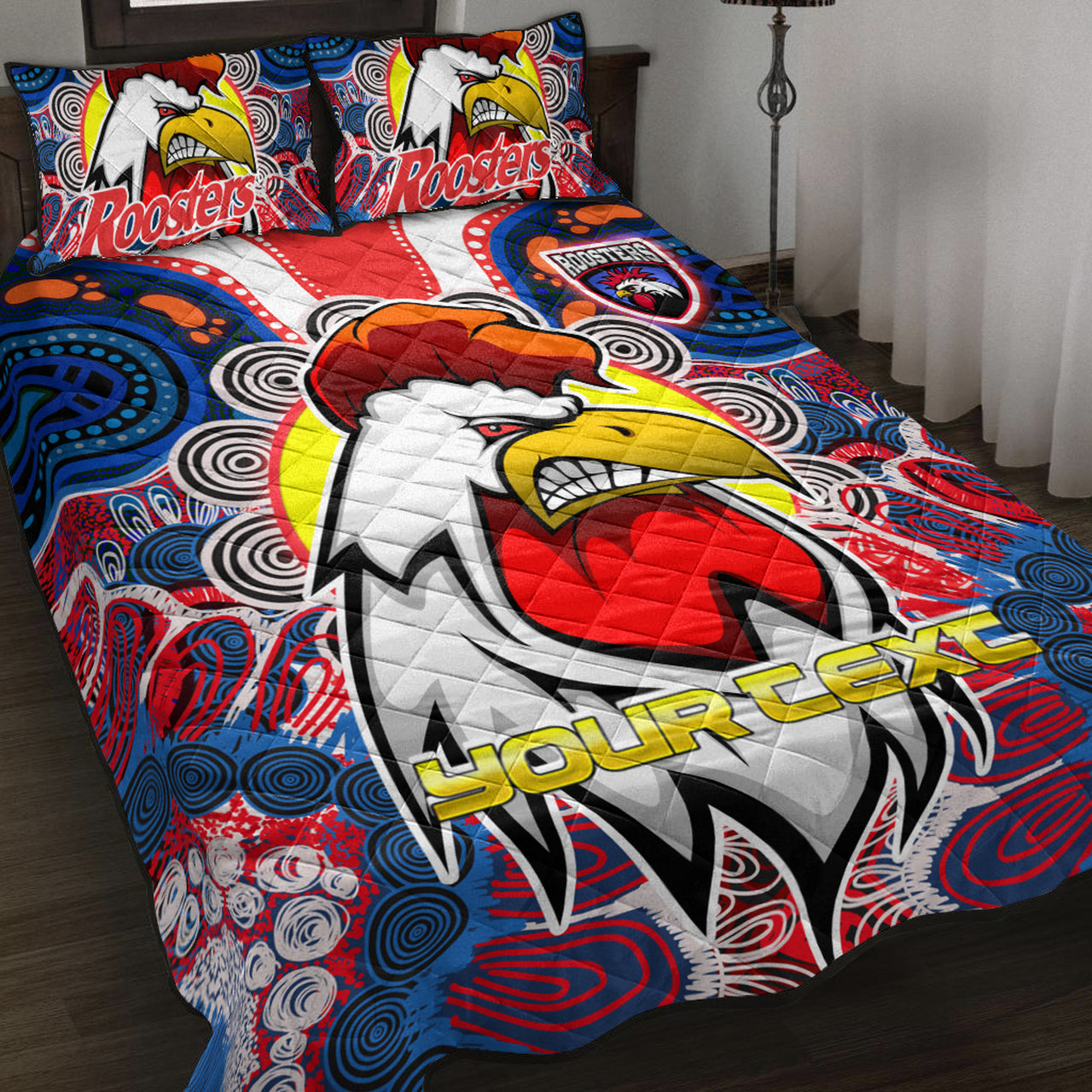 roosters-indigenous-rugby-custom-quilt-bed-set-protection-under-the-sun