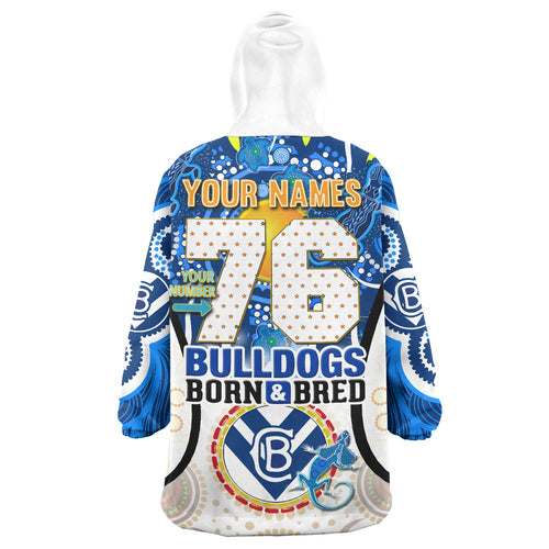 bulldogs-rugby-snug-hoodie-custom-bulldogs-mascot-with-aboriginal-art-personalised-player-and-number-oodie-blanket