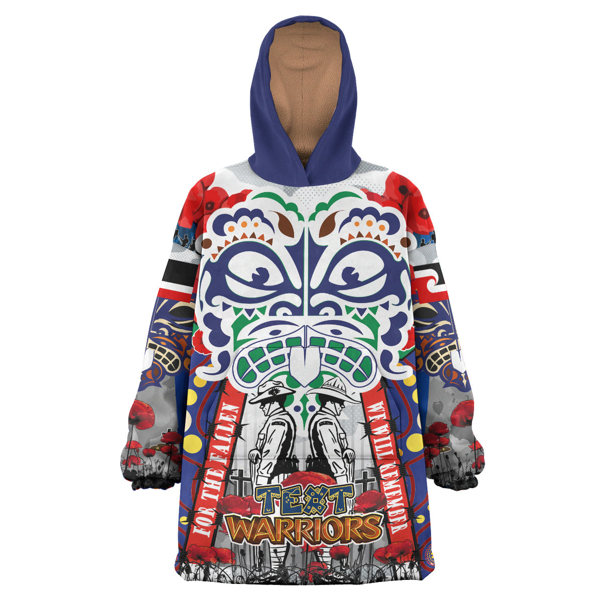 warriors-rugby-anzac-watercolor-custom-snug-hoodie-remembrance-new-zealand-warriors-with-maori-tino-rangatiratanga-flag-oodie-blanket