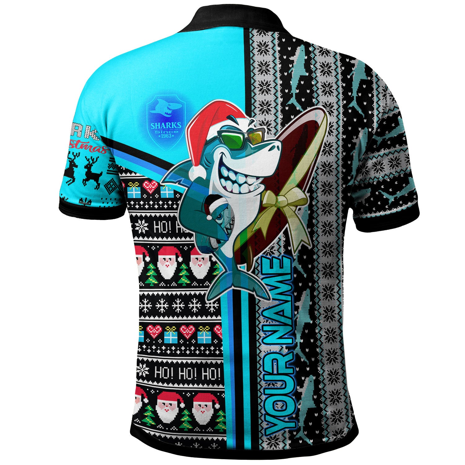 sharks-rugby-polo-shirt-custom-sharks-christmas-with-snowflakes-ho-ho-ho-polo-shirt