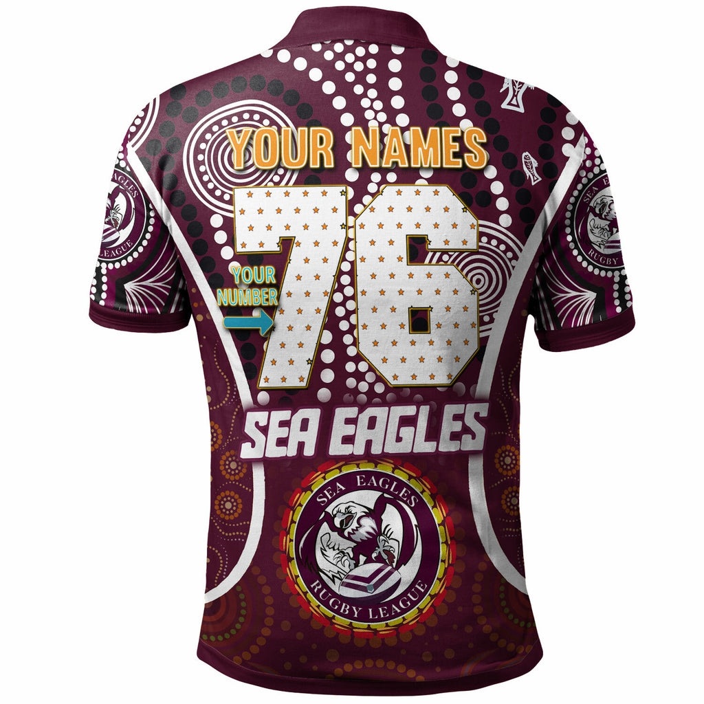 sea-eagles-rugby-polo-shirt-custom-manly-sea-eagles-mascot-with-aboriginal-art-personalised-player-and-number-polo-shirt