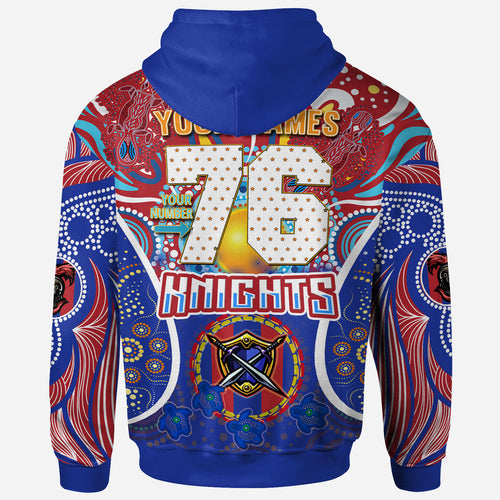 knights-rugby-hoodie-custom-indigenous-newcastle-knights-mascot-with-aboriginal-art-personalised-player-and-number-hoodie