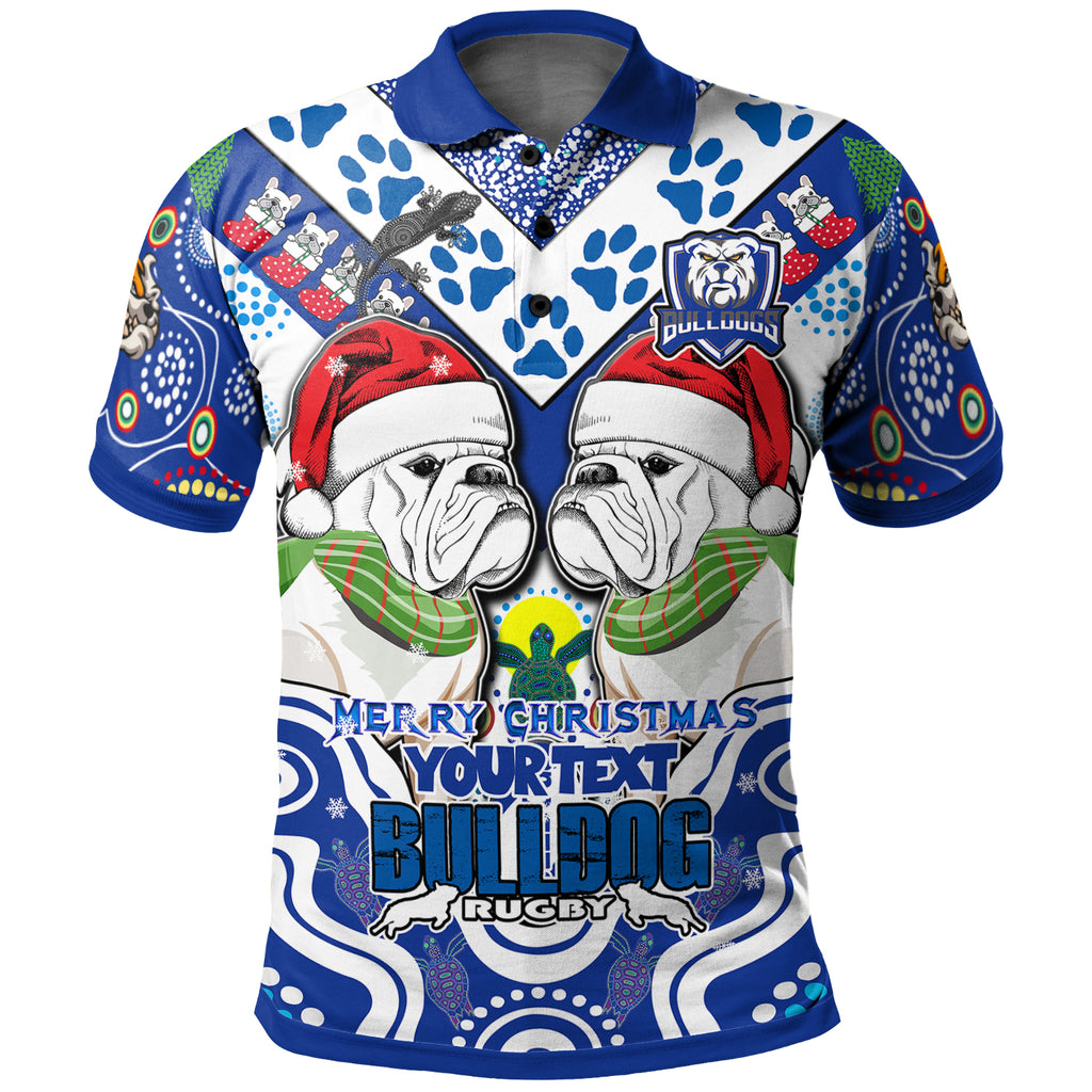bulldogs-rugby-christmas-polo-shirt-custom-merry-bulldogs-christmas-indigenous-polo-shirt