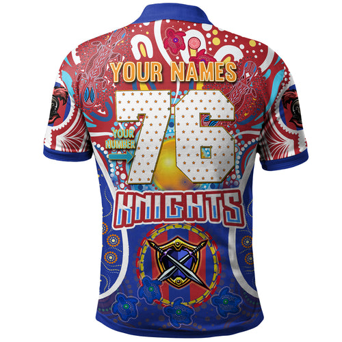 knights-rugby-polo-shirt-custom-indigenous-newcastle-knights-mascot-with-aboriginal-art-personalised-player-and-number-polo-shirt